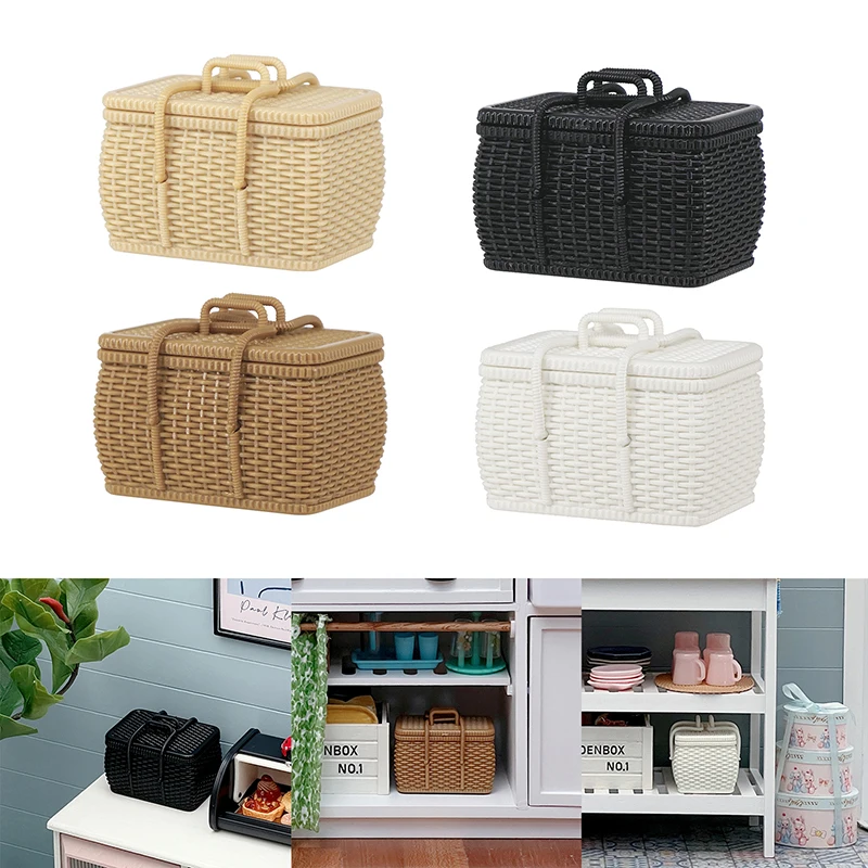

1:12 Dollhouse Miniature Woven Basket Food Storage Picnic Basket Model Home Decor Toy Doll House Accessories