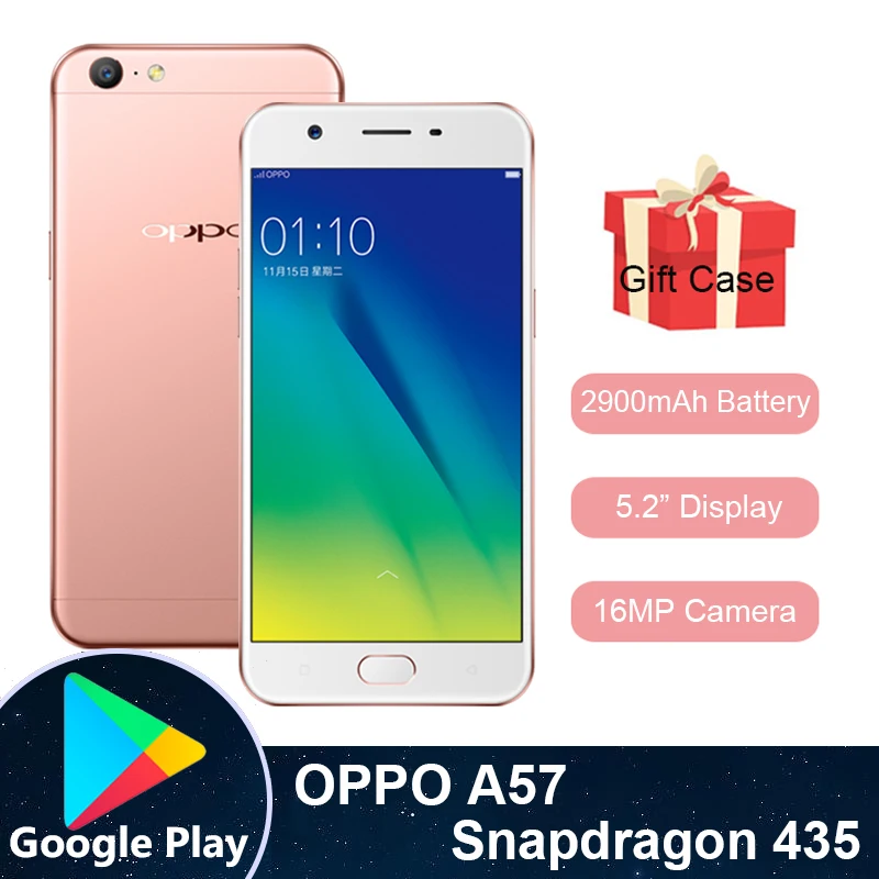 

Celular Oppo A57 Smartphone 3G 32GB Qualcomm Snapdragon 435 5.2inches 1280*720 Global Rom
