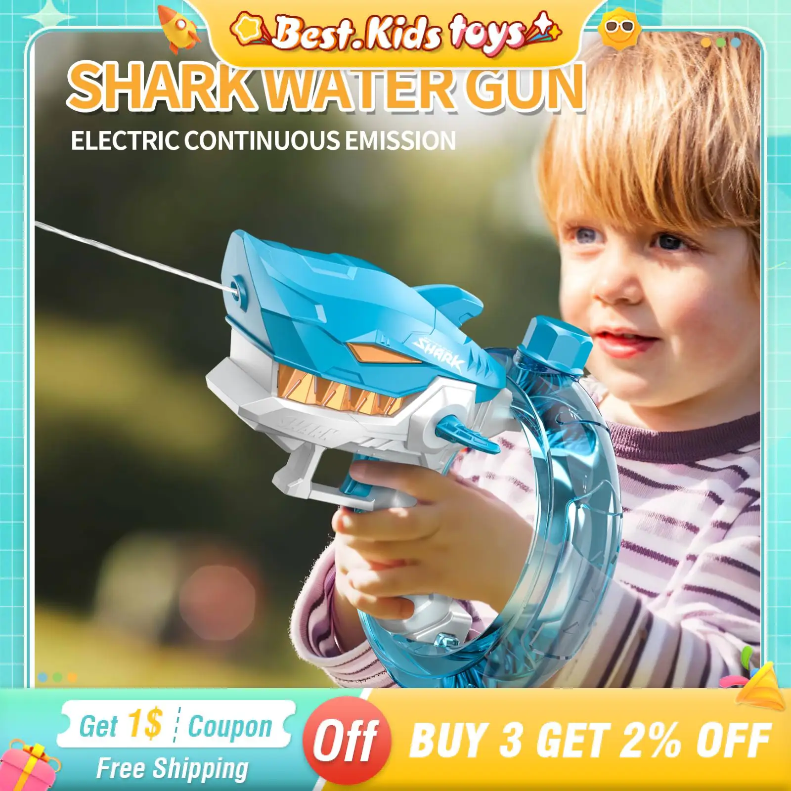 

Летняя портативная водяная пушка для акулы, большая емкость, брызги, детская игрушка, уличный Электрический водяной пистолет, детский пляжный бассейн, игра