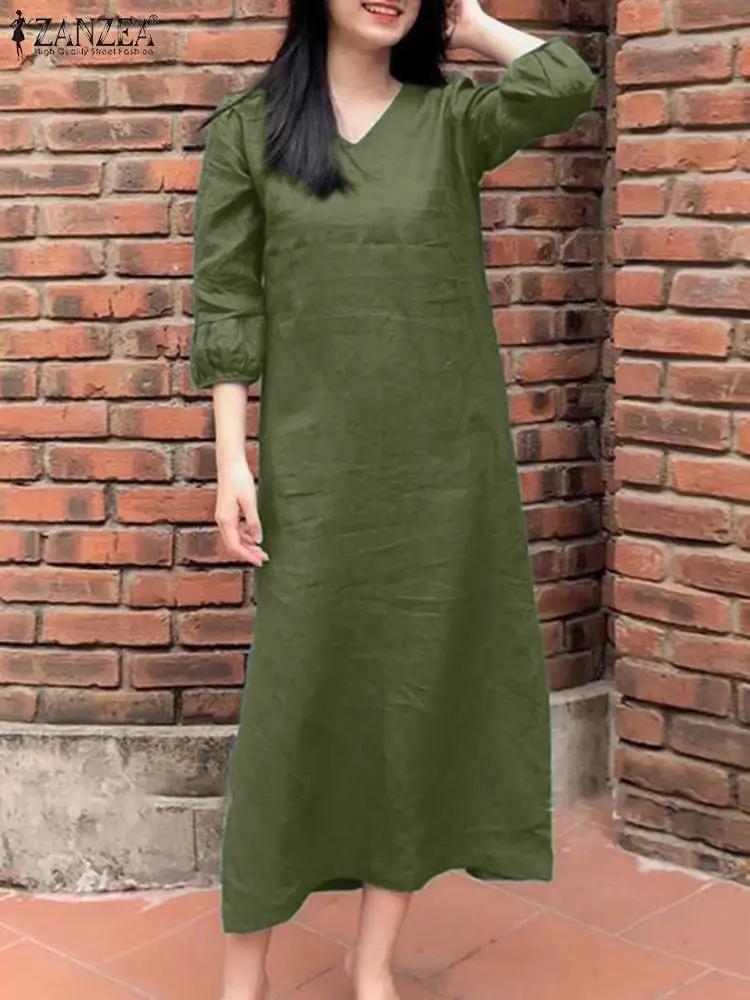 ZANZEA Fashion Solid Dress Woman 3/4 Sleeve V-Neck Dresses Summer Elegant Party Sundress Female Vintage OL Work Vestidos 2023
ZANZEA Fashion Solid Dress Woman 3/4 Sleeve V-Neck Dresses Summer Elegant Party Sundress Female Vintage OL Work Vestidos 2023