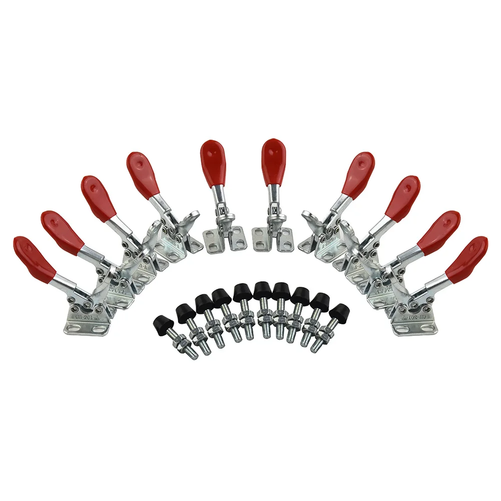 10PCS GH-201A Horizontal Toggle Clamp Quick-Release Vertical Carpentry Clips 27Kg 60Lbs Woodworking Workbench Clamping Tools
10PCS GH-201A Horizontal Toggle Clamp Quick-Release Vertical Carpentry Clips 27Kg 60Lbs Woodworking Workbench Clamping Tools