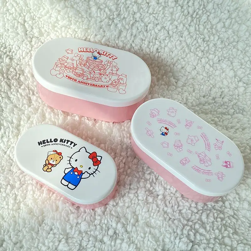 

3Pcs Sanrio Hello Kitty Kawaii Anime Portable Bento Fruit Box Cute Sweet Cartoon Food Grade Snack Lunch Box Lovely Gifts Girls