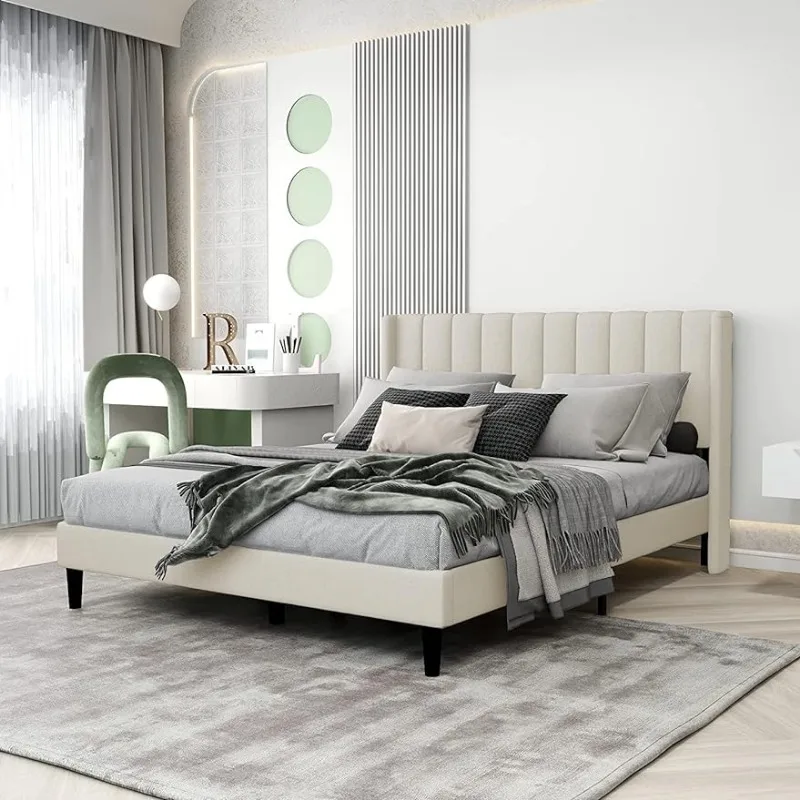 Рама Queen с изголовьем кровати Wingback/без пружины коробки/деревянная поддержка/легкая сборка/бежевый
Рама Queen с изголовьем кровати Wingback/без пружины коробки/деревянная поддержка/легкая сборка/бежевый