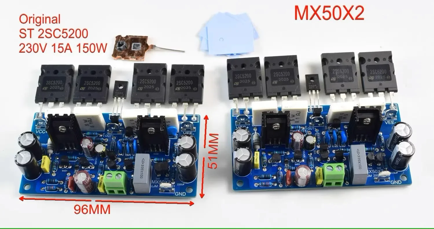 2 CH MX50X2 Single-ended ST 2SC5200 Power amplifier DIY Kit/Finished board 200W 8R
2 CH MX50X2 Single-ended ST 2SC5200 Power amplifier DIY Kit/Finished board 200W 8R