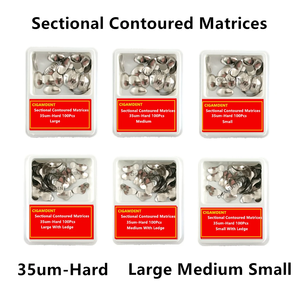 

2Boxes Dental Matrix Bands Sectional Contoured Matrices Wedges Stainless Steel Refill Large Medium Small