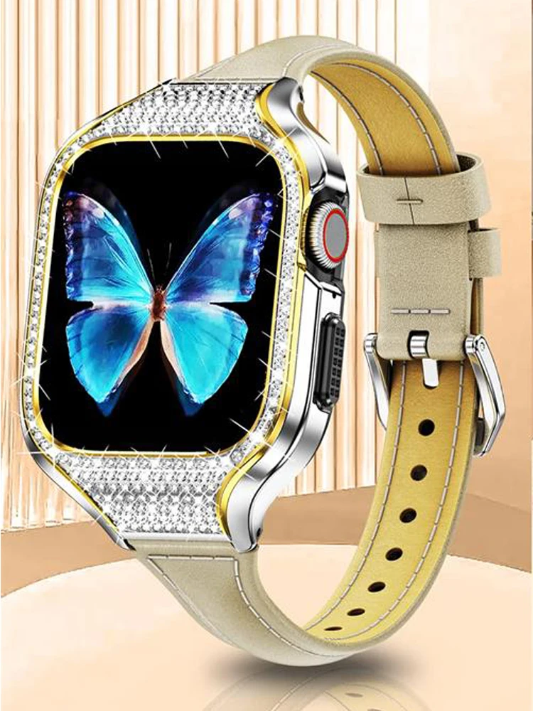 Bling Case+Leather Strap For Apple Watch Band 40mm 41mm Metal Stainless Steel Diamond cover+bracelet iwatch series se 7 6 5 4 8
Bling Case+Leather Strap For Apple Watch Band 40mm 41mm Metal Stainless Steel Diamond cover+bracelet iwatch series se 7 6 5 4 8