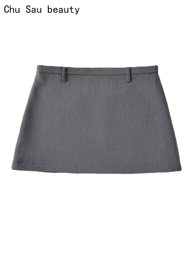 Chu Sau beauty 2024 Women Fashion Street Style Low Wasit Mini Skirt Vintage Hip-covering Short Skirts Chic Side Zipper Skorts
Chu Sau beauty 2024 Women Fashion Street Style Low Wasit Mini Skirt Vintage Hip-covering Short Skirts Chic Side Zipper Skorts