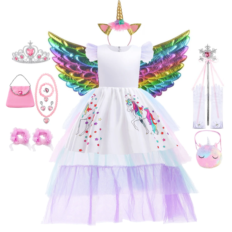 

Unicorn Dress for Girls Outfits Pastel Flower Baby Girl Birthday Party Dresses Tulle Kids Halloween Princess Cosplay Costumes