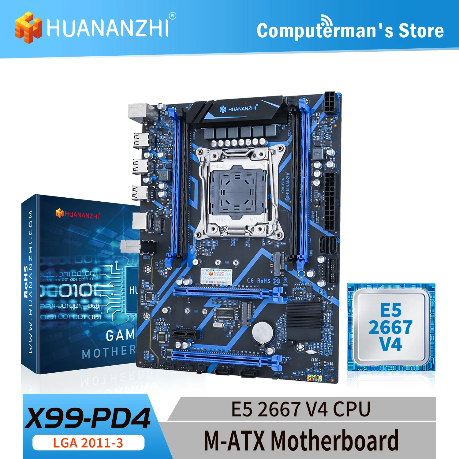 HUANANZHI X99 PD4 LGA 2011-3 XEON X99 Motherboard with Intel E5 2667 V4 Support DDR4 RECC memory combo kit set NVME SATA
HUANANZHI X99 PD4 LGA 2011-3 XEON X99 Motherboard with Intel E5 2667 V4 Support DDR4 RECC memory combo kit set NVME SATA