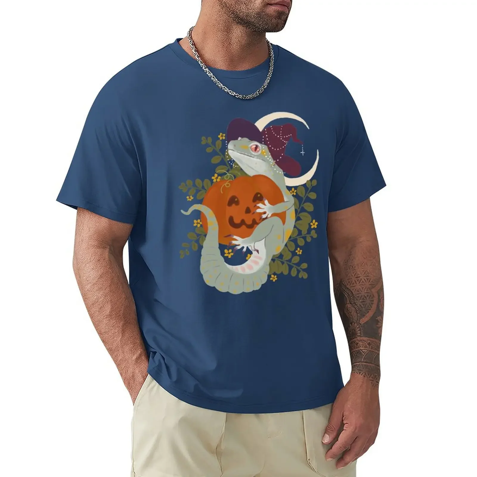 

Leopard Gecko and Jack-O-Lantern T-shirt customizeds anime plain fruit of the loom mens t shirts