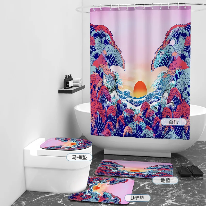 Waves and Sunset 3D Printed Bathroom Set Together Shower Curtain Rug Set Bathroom Mats Rugs Toilet Decor Mat 01
Waves and Sunset 3D Printed Bathroom Set Together Shower Curtain Rug Set Bathroom Mats Rugs Toilet Decor Mat 01