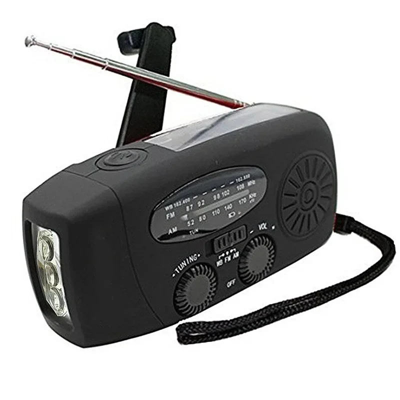 

Multifunctional Solar Hand Crank Radio FM AM WB NOAA Weather Radio 2000mAh USB Charging Emergency LED Flashlight Power Ban