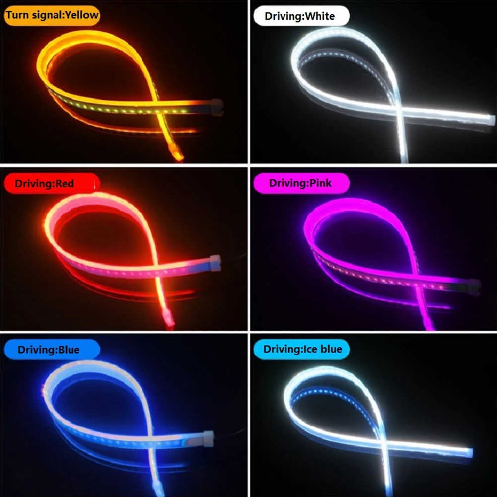 Two-color LED DRL Car Daytime Running Light 60cm Flexible Waterproof Strip Auto Headlights White Turn Signal Yellow Brake Lights
Two-color LED DRL Car Daytime Running Light 60cm Flexible Waterproof Strip Auto Headlights White Turn Signal Yellow Brake Lights