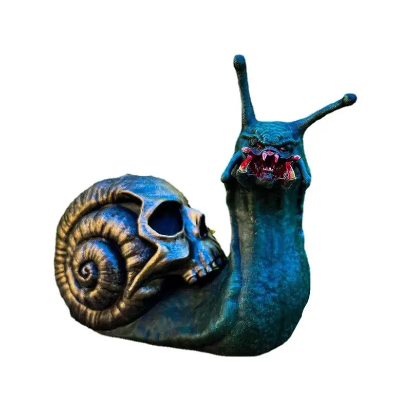 

Snail Skull Sculpture Gothic Decoration Snail Statue Patio Halloween Figurine Crafts Horror Skeleton Desktop Ornament Deco