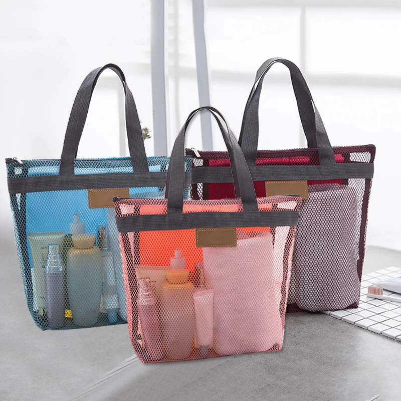 New Mesh Cosmetic Bags Beach Toiletries With Handle Large Makeup Bag Portable Travel Toiletry Organizer Bath Wash Organizer
New Mesh Cosmetic Bags Beach Toiletries With Handle Large Makeup Bag Portable Travel Toiletry Organizer Bath Wash Organizer