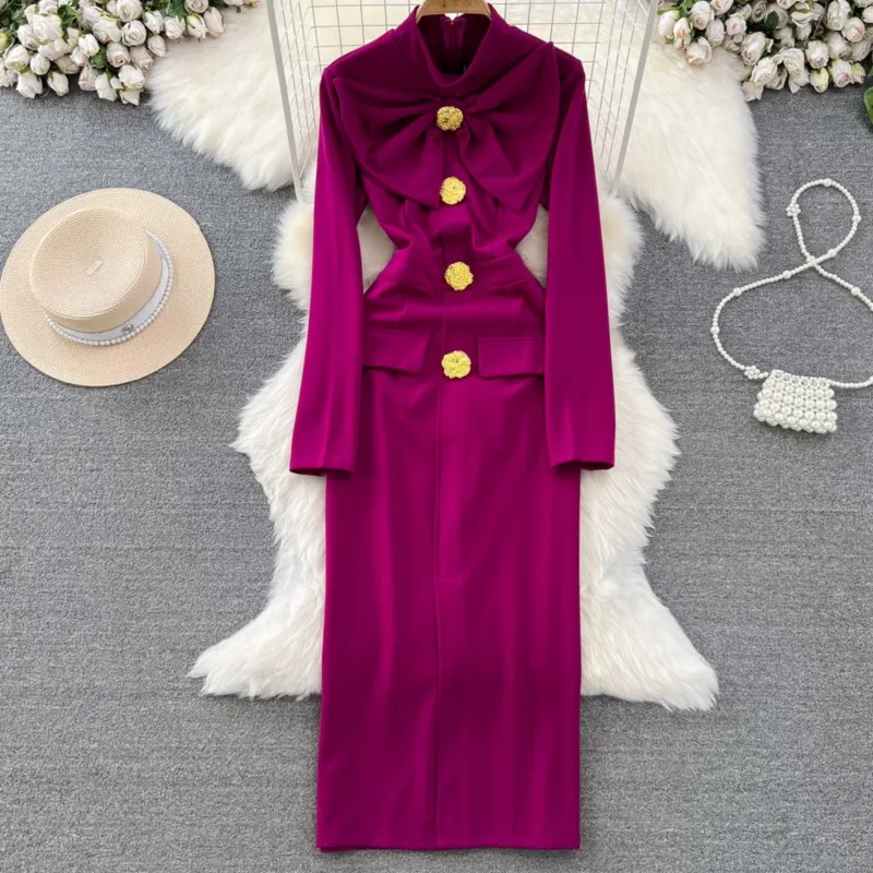 New Women Elegant Solid Bodycon Casual Party Dress Long Sleeve Vintage Slim Party Evening Robe Female Chic Clothes Mujers
New Women Elegant Solid Bodycon Casual Party Dress Long Sleeve Vintage Slim Party Evening Robe Female Chic Clothes Mujers