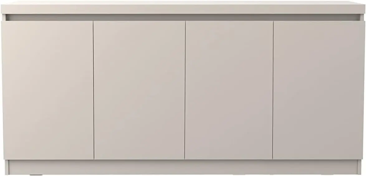 

Viennese Collection Gloss Finished Long Buffet Cabinet/Dining Console with 4 Doors, 62.99" Inches, Off-White