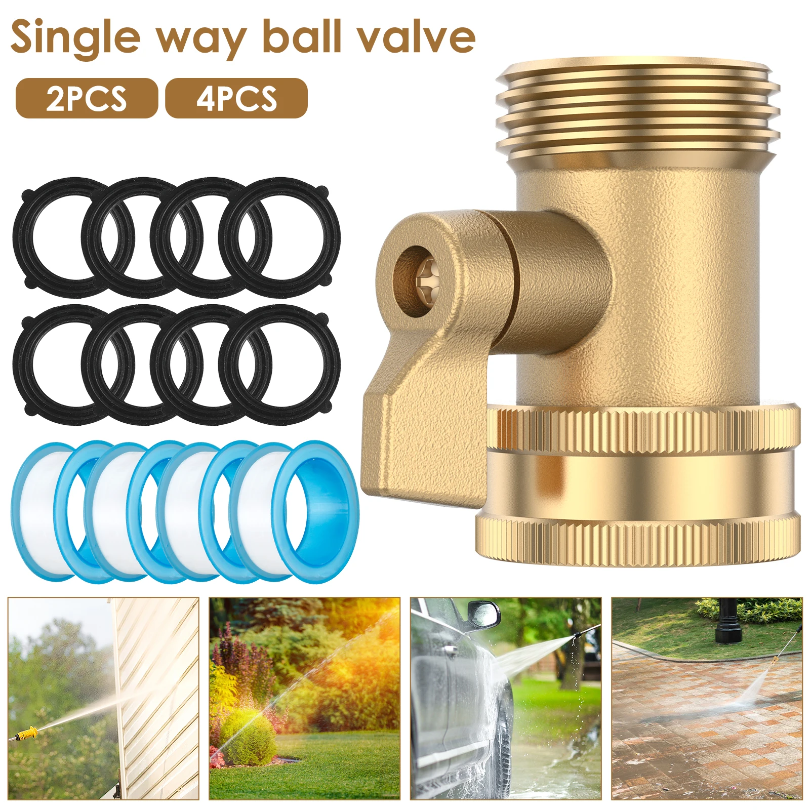 2Pcs Water Hose Shut Off Valve 3/4inch Solid Brass Garden Hose Ball Valve with Washers and Raw Tape Heavy Duty Garden Hose
2Pcs Water Hose Shut Off Valve 3/4inch Solid Brass Garden Hose Ball Valve with Washers and Raw Tape Heavy Duty Garden Hose