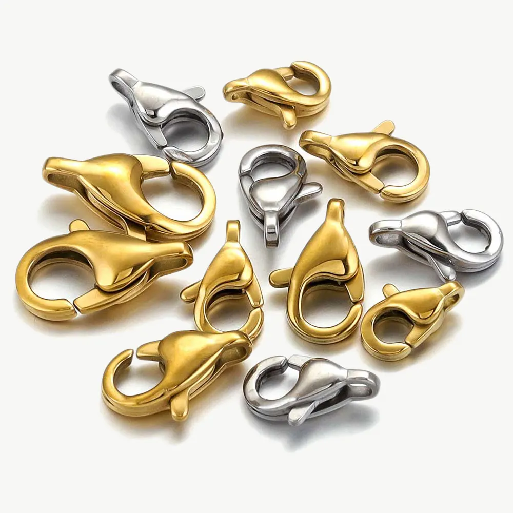 

10pcs Stainless Steel Gold Plated Lobster Clasp Hook Connector for Diy Necklace Bracelet Parts Material for Jewelry Making