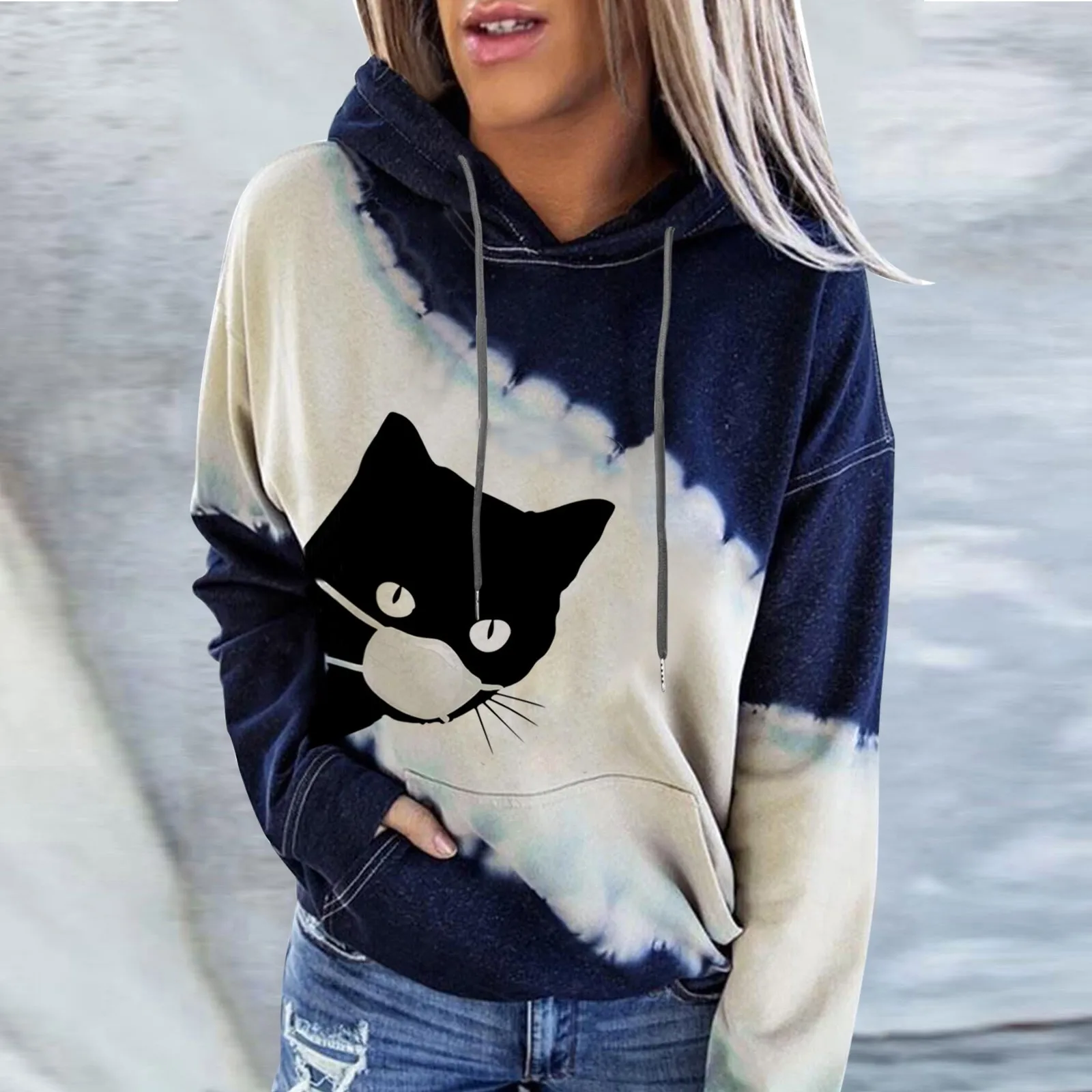 Women's Casual Fashion Cat Splicing Printed Hooded Sweater Top Plain Hoodie French Tunic
Women's Casual Fashion Cat Splicing Printed Hooded Sweater Top Plain Hoodie French Tunic