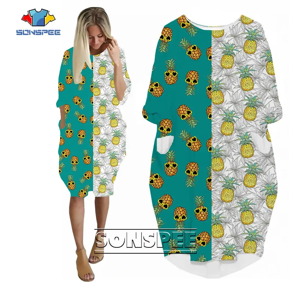 SONSPEE 3D Printed Asymmetrical Splice Versatile Dress Long Sleeve Harajuku Patchwork Pocket Skirt Female Pineapple Robe Dresses
SONSPEE 3D Printed Asymmetrical Splice Versatile Dress Long Sleeve Harajuku Patchwork Pocket Skirt Female Pineapple Robe Dresses