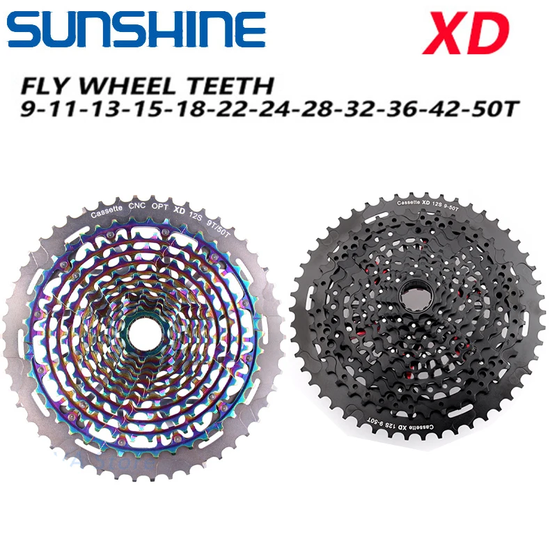 SUNSHINE XD MTB Flywheel 9-42/46/50T 11/12 speed 375g Ultralight cassette flywheel black/silver/rainbow for SRAM XD k7
SUNSHINE XD MTB Flywheel 9-42/46/50T 11/12 speed 375g Ultralight cassette flywheel black/silver/rainbow for SRAM XD k7