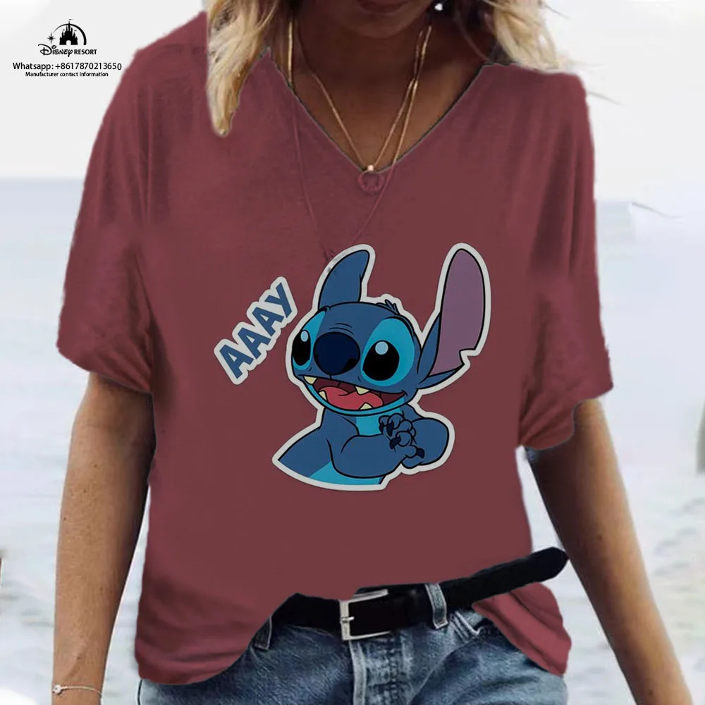 Stitch Cartoon Women's Summer 2023 New Sexy Disney Brand Print Fashion Casual Ladies Short Sleeve V Neck T-Shirt Y2K
Stitch Cartoon Women's Summer 2023 New Sexy Disney Brand Print Fashion Casual Ladies Short Sleeve V Neck T-Shirt Y2K
