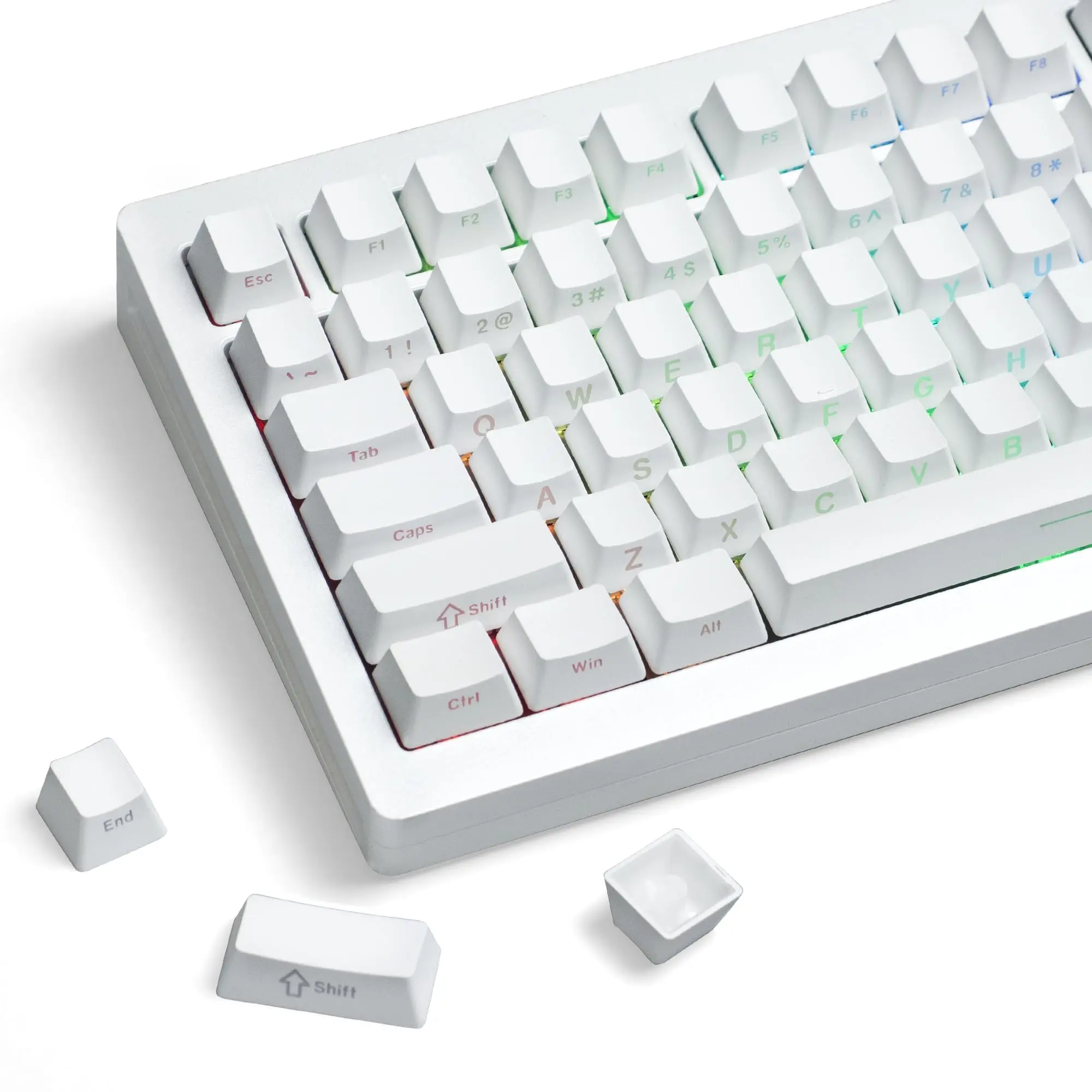 

White Side Print PBT Keycap Double Shot Shine Through Keycaps OEM Profile PBT Keycap 136 Keys for MX Switch Mechanical Keyboards