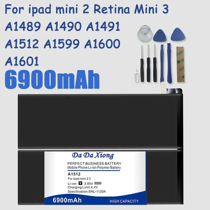 

DaDaXiong 100% New 6900mAh Bateria For iPad mini 2 Retina Mini 3 A1489 A1490 A1491 A1512 A1599 A1600 A1601 Battery in Stock