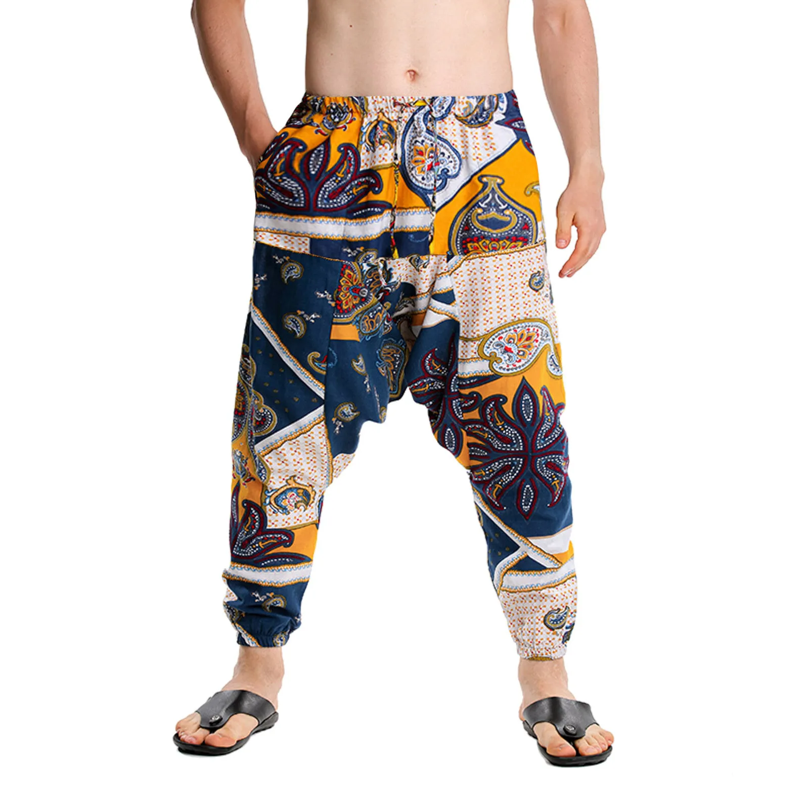 Mens Pants Ethnic Style Print Elastic Waist Hanging Crotch Pockets Trousers Drawstrings Vintage Hip Hop Harajuku Loose Bottoms
Mens Pants Ethnic Style Print Elastic Waist Hanging Crotch Pockets Trousers Drawstrings Vintage Hip Hop Harajuku Loose Bottoms