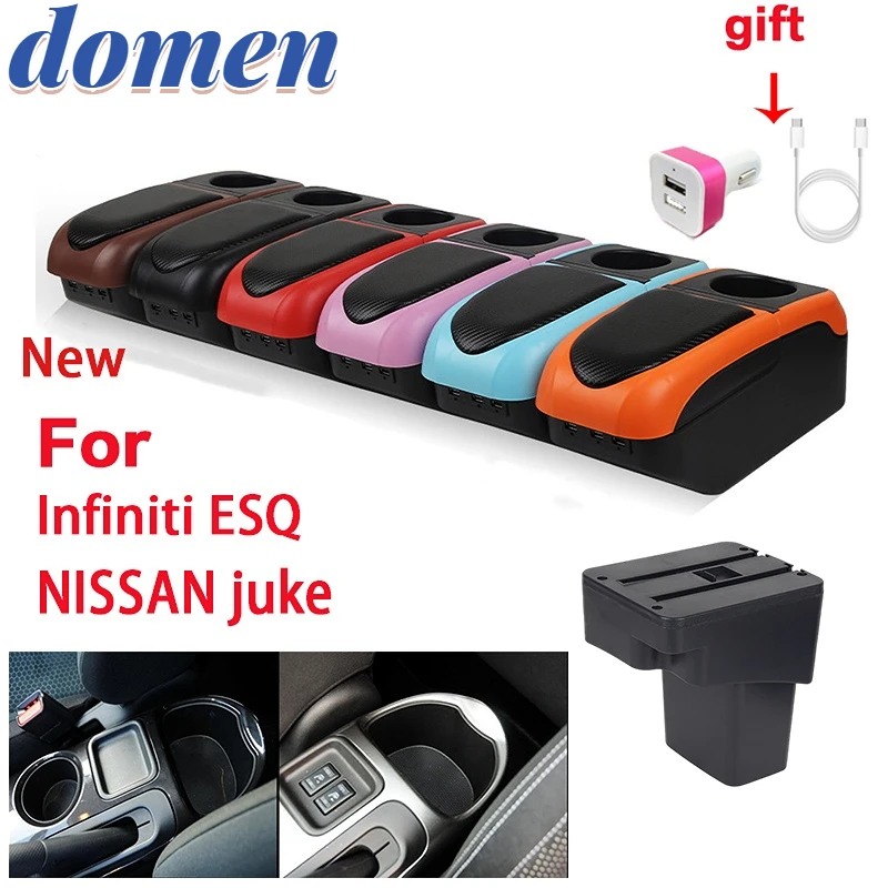 

For NISSAN juke Armrest box For Infiniti ESQ Car armrest 2010-2022 accessories interior details storage box USB Retrofit parts