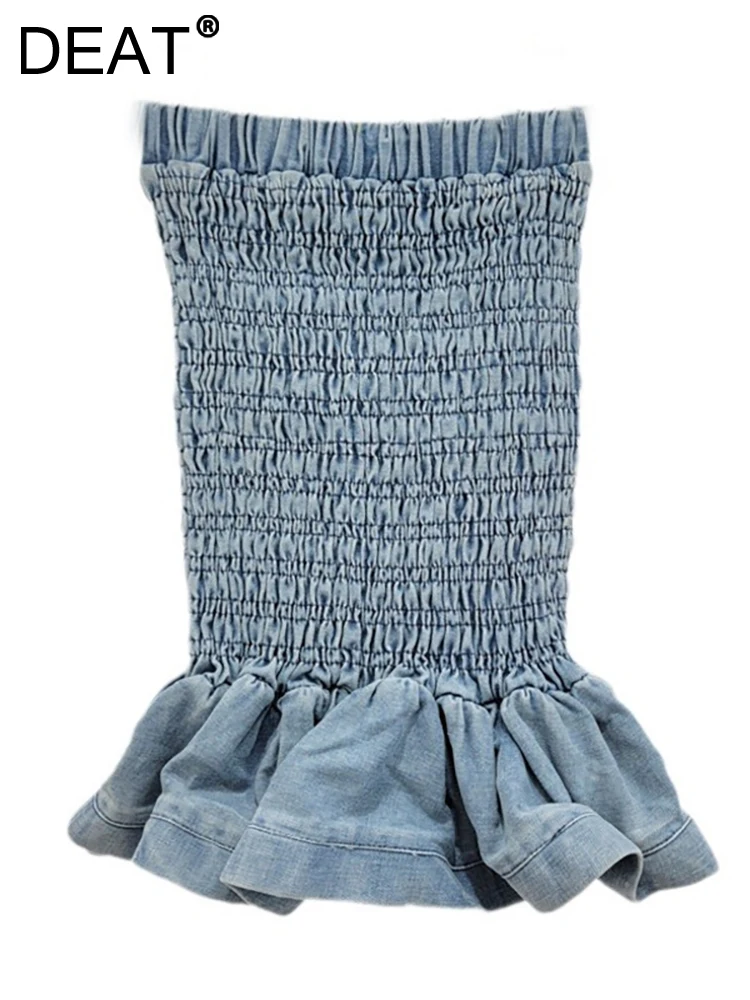 DEAT Women's Denim Camisole Strapless Slim Stretch Sleeveless Pleated Design Short Tank Tops 2024 Summer New Fashion 33A1405
DEAT Women's Denim Camisole Strapless Slim Stretch Sleeveless Pleated Design Short Tank Tops 2024 Summer New Fashion 33A1405