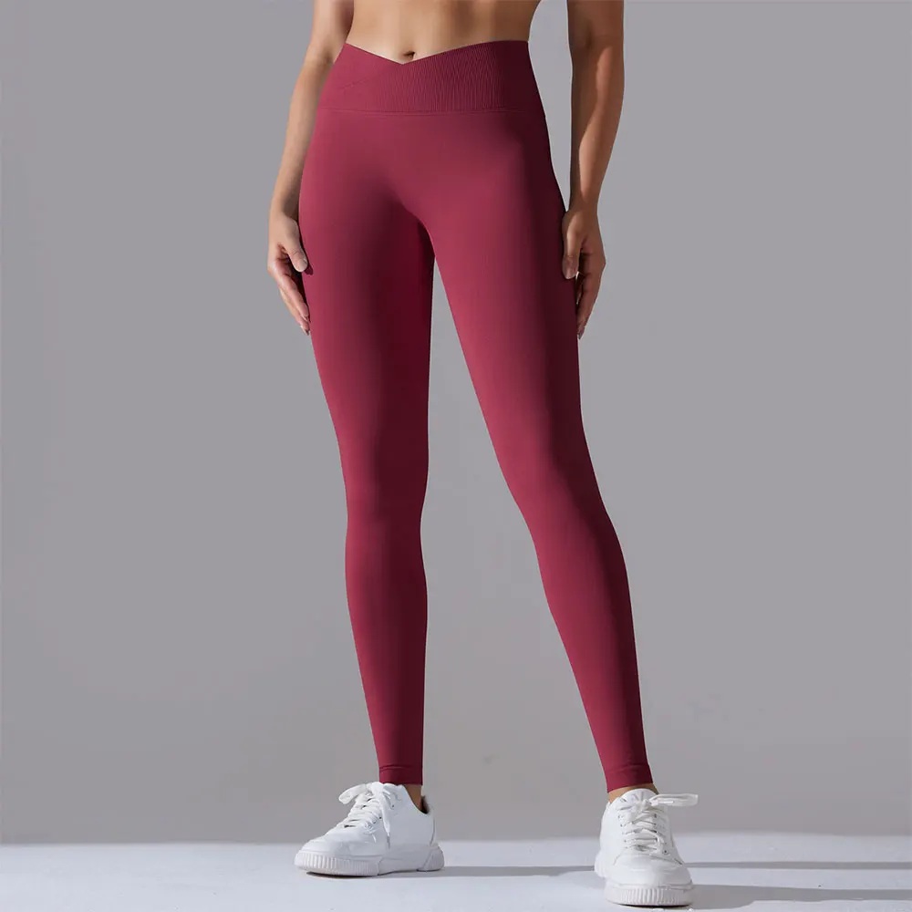

Ribbed Yoga Pants High Waisted Seamless Gym Leggings Sport Women Fitness Female Legging Tummy Control Running Training Tights