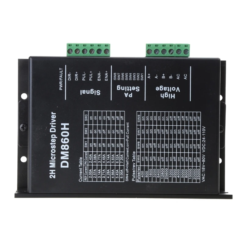 Цифровой драйвер шагового двигателя DM860H 200 подразделение DC24-80V 7.2A для Nema 2334 Прямая поставка
Цифровой драйвер шагового двигателя DM860H 200 подразделение DC24-80V 7.2A для Nema 2334 Прямая поставка