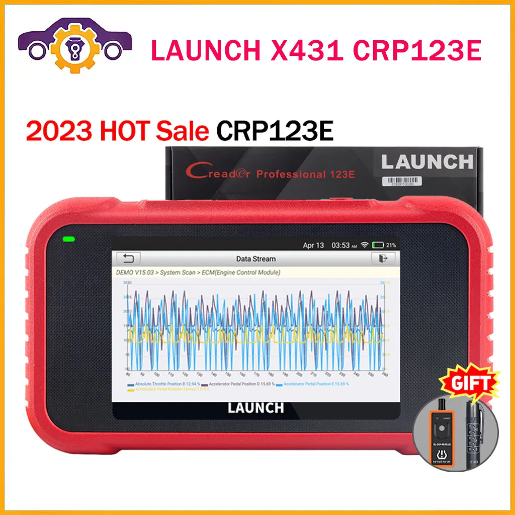 

LAUNCH X431 CRP123E Car OBD2 Diagnostic Tools Automotive OBD Scanner ABS SRS Airbag Engine AT SAS OIL Brake Reset Free Update