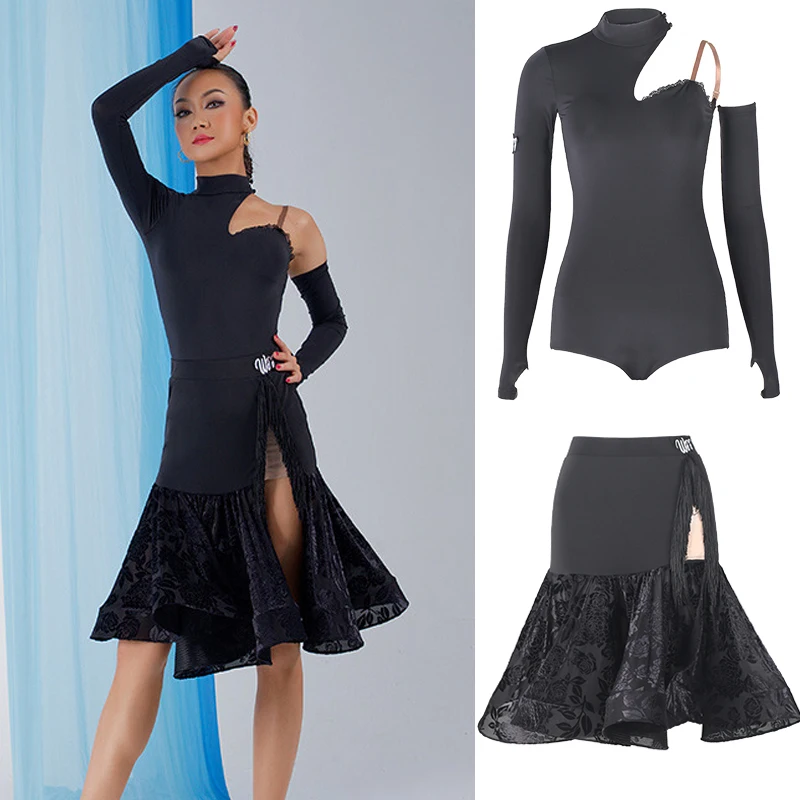 Adults Latin Dance Cothing Irregular Sleeves Latin Top Ruffled Skirts Women Ballroom Dance Costume Stage Competition Wear SL9040
Adults Latin Dance Cothing Irregular Sleeves Latin Top Ruffled Skirts Women Ballroom Dance Costume Stage Competition Wear SL9040