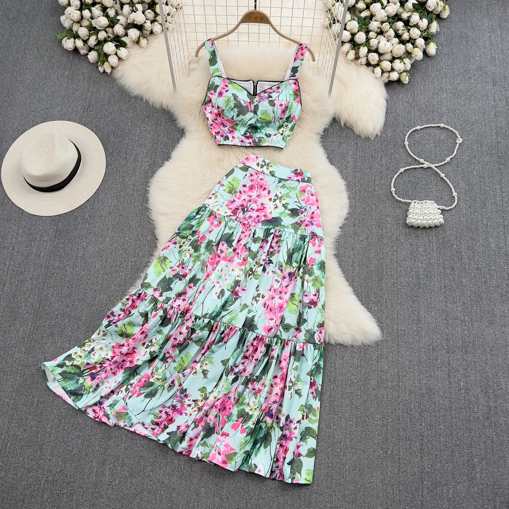 Fashion Suit Female Sexy Floral Tube Top Camisole Two-piece High Waist Mid-length A-line Skirt
Fashion Suit Female Sexy Floral Tube Top Camisole Two-piece High Waist Mid-length A-line Skirt