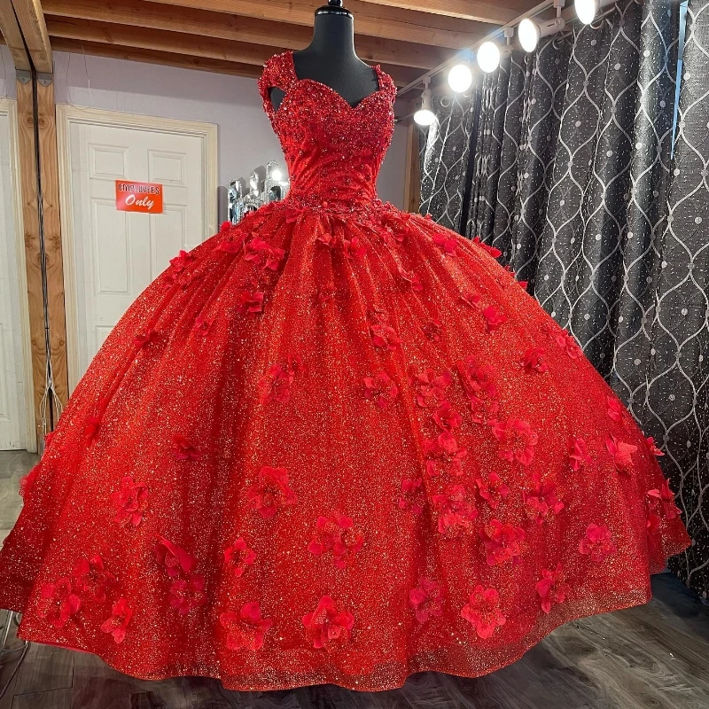Glittering Red Quinceanera Dresses Floral Beading Crystal Lace 3DFlower Princess Birthday Party Gowns Corset Vestidos De 15Años
Glittering Red Quinceanera Dresses Floral Beading Crystal Lace 3DFlower Princess Birthday Party Gowns Corset Vestidos De 15Años
