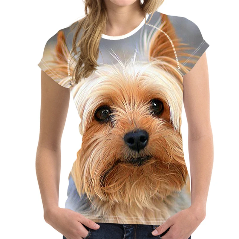 

Men's and Women's Dog 3D Printing T-shirt Round Neck Short-sleeved Fashion Slim Slim Women's Top XXS-6XL Polyester