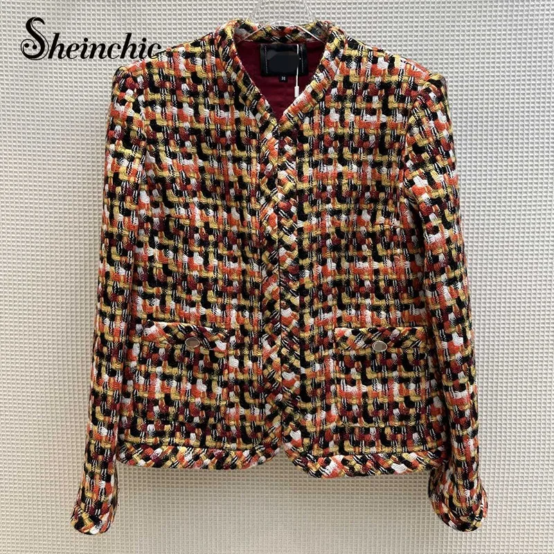 Autumn Winter Luxury Designer Clothing Women Vintage Elegant V-neck Woven Tweed Jacket Korean Fashion Wool & Blends Coats
Autumn Winter Luxury Designer Clothing Women Vintage Elegant V-neck Woven Tweed Jacket Korean Fashion Wool & Blends Coats