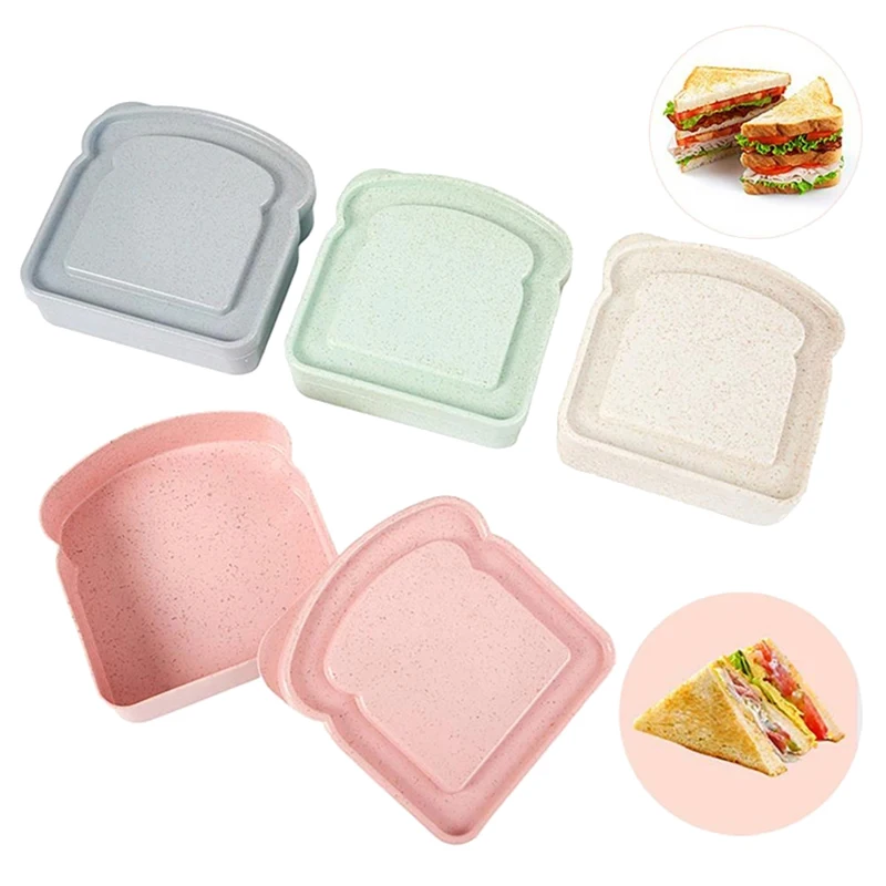

Portable Toast Box Lunch Toast Bread Sandwich Storage Boxes Food Storage Container Solid Color Durable Case School Breakfast