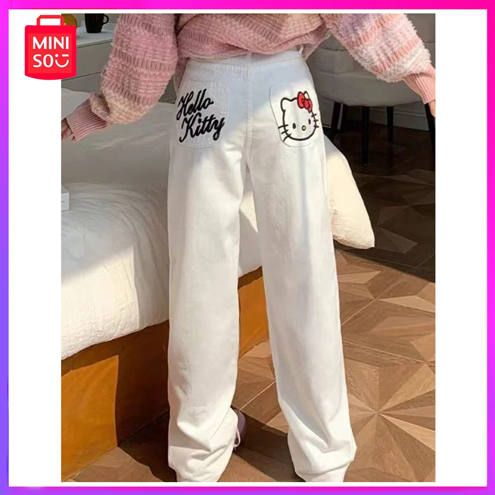 Miniso Hello Kitty Embroidered Straight Jeans for Women Female Students Loose and Slim Wide Leg Pants Christmas Birthday Gift
Miniso Hello Kitty Embroidered Straight Jeans for Women Female Students Loose and Slim Wide Leg Pants Christmas Birthday Gift