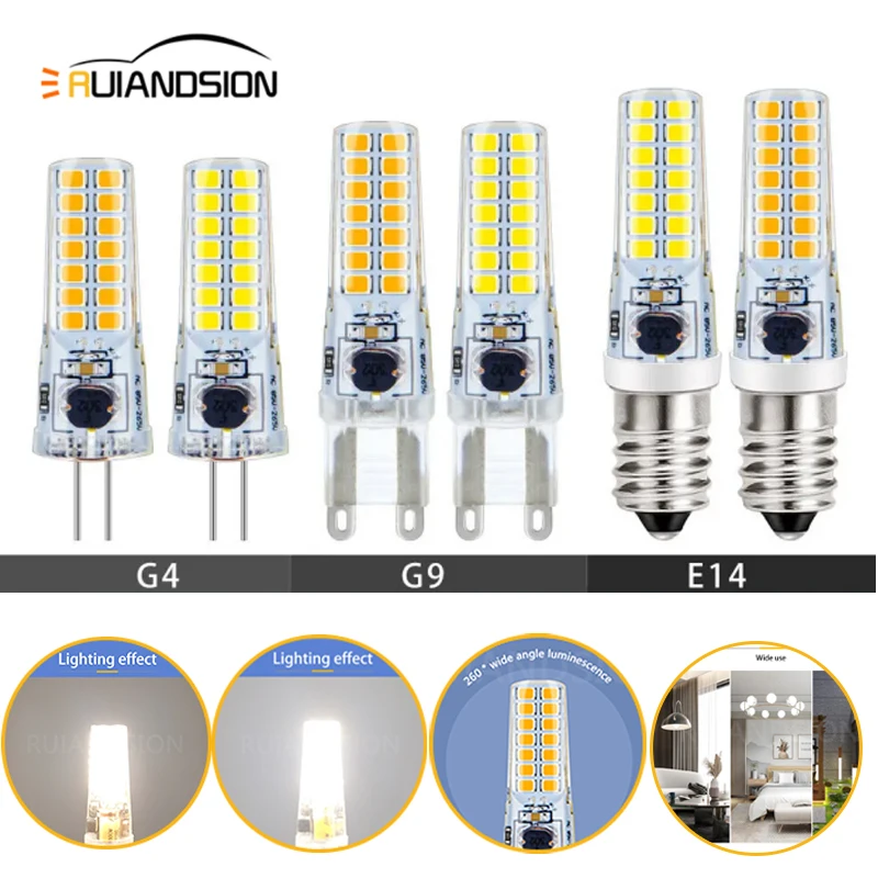 

RUIANDSION E14 G4 G9 2835 LED Lamp AC 85-265V Replacement 5W Halogen Bulb Household Lamp for crystal chandelier kitchen study