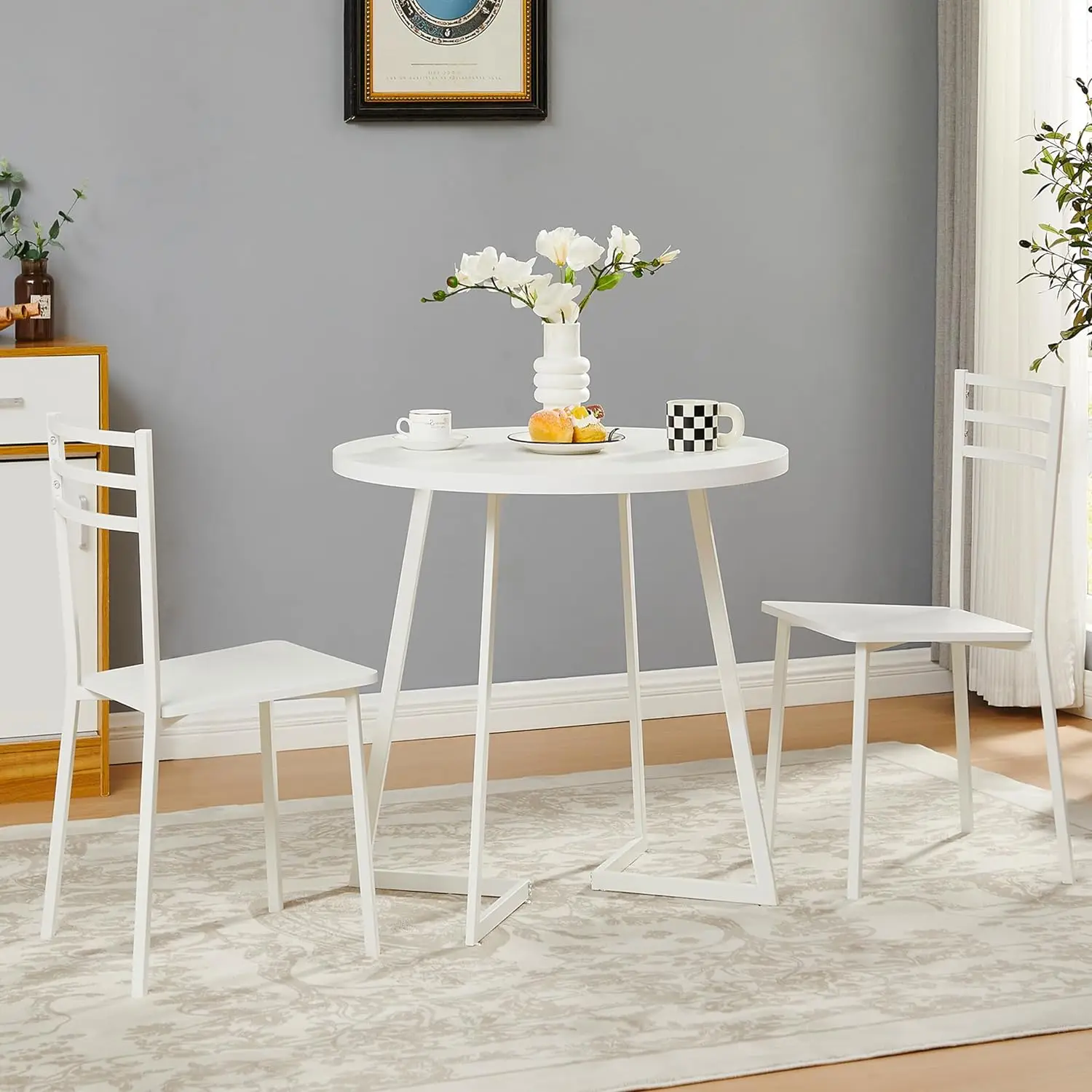 Small Round Dining Table Set for 2, Wood Tabletop with Strong Metal Frame, Modern Dinette with Chairs for Kitchen, Breakfast
Small Round Dining Table Set for 2, Wood Tabletop with Strong Metal Frame, Modern Dinette with Chairs for Kitchen, Breakfast