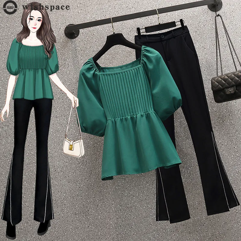 Large Spring and Summer Korean Women's Suit 2022 New Fashion Thin Bubble Sleeve Shirt Casual Pants Two-piece Suit
Large Spring and Summer Korean Women's Suit 2022 New Fashion Thin Bubble Sleeve Shirt Casual Pants Two-piece Suit