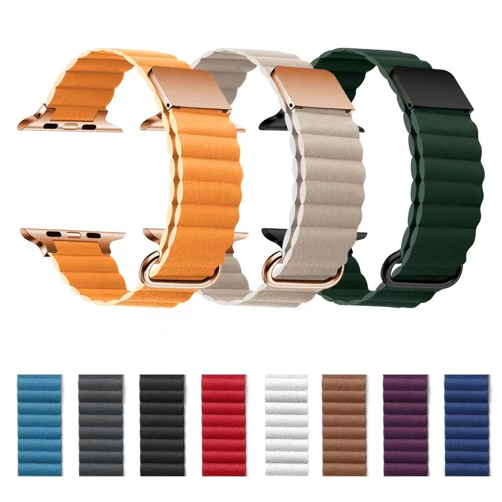Leather Magnetic Bracelet For Apple Watch 49mm 45mm 41mm 44mm 42mm 40mm Metal Stainless Steel band For iWatch Ultra 8 7 6 5 4 SE
Leather Magnetic Bracelet For Apple Watch 49mm 45mm 41mm 44mm 42mm 40mm Metal Stainless Steel band For iWatch Ultra 8 7 6 5 4 SE