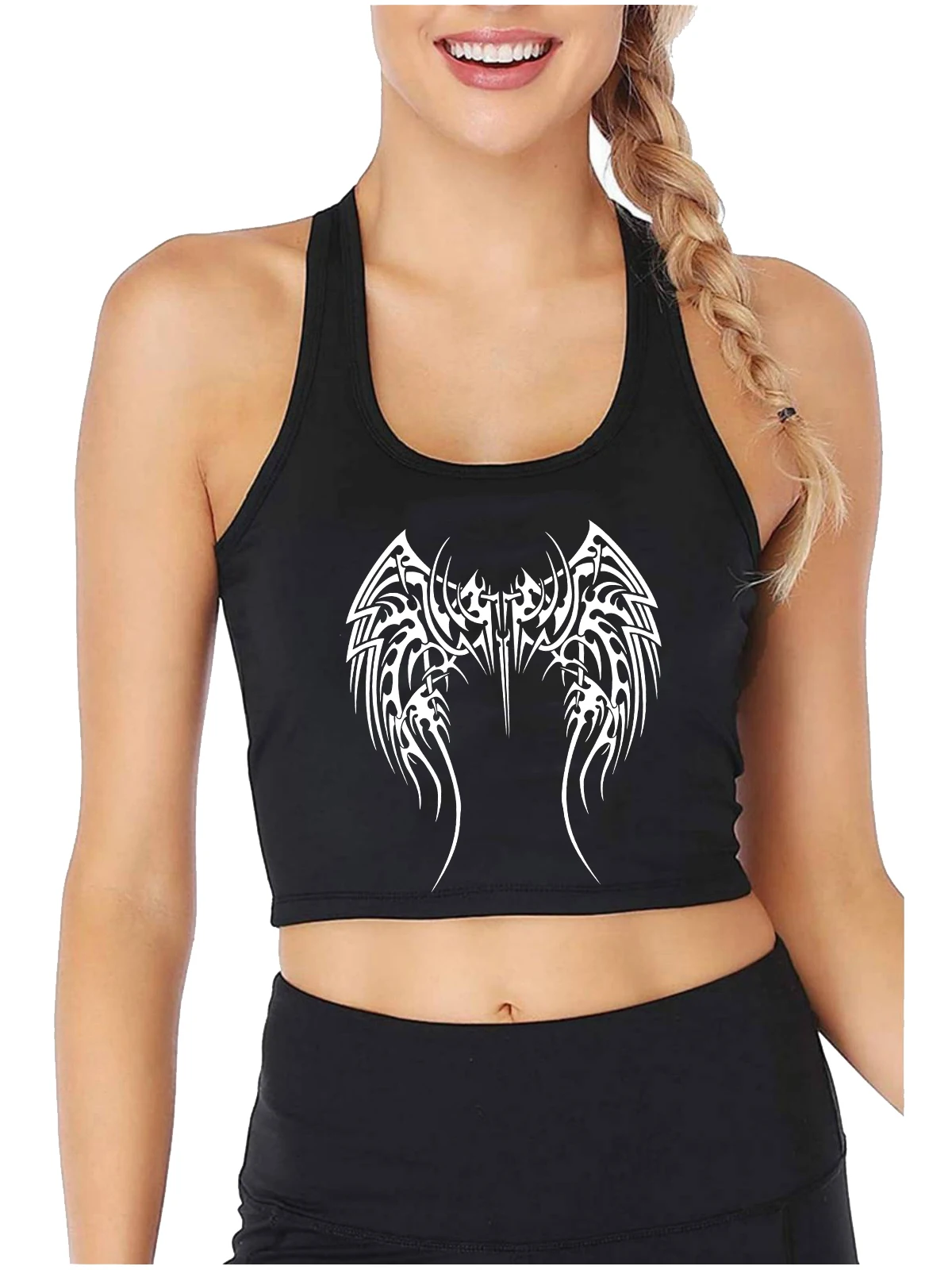 Black Wings Graphics Manga Harajuku Print Sexy Crop Top Girl's Gothic Cotton Sports Fitness Tank Tops Street Fashion Camisole
Black Wings Graphics Manga Harajuku Print Sexy Crop Top Girl's Gothic Cotton Sports Fitness Tank Tops Street Fashion Camisole