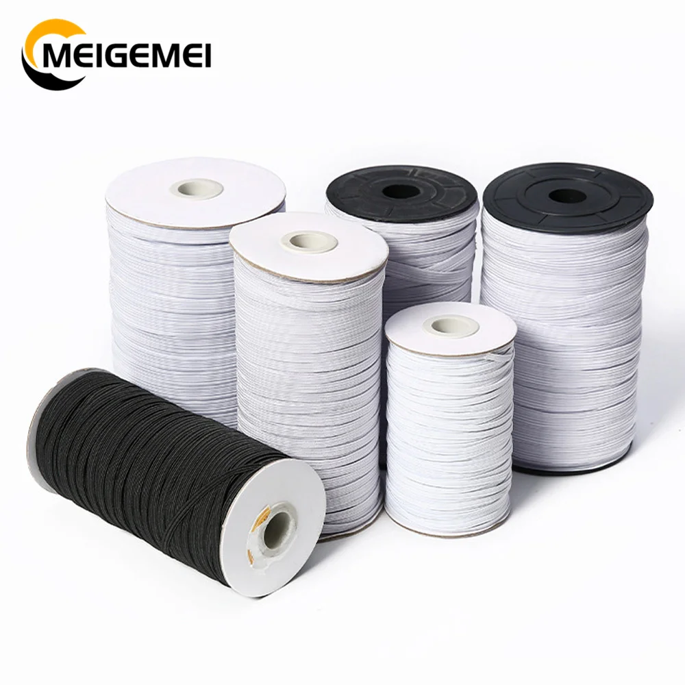 

10 Yards Nylon Elastic Bands Width From 3MM To 18MM Color White Black For Garment Trousers Clothing Pants Sewing Accessories DIY