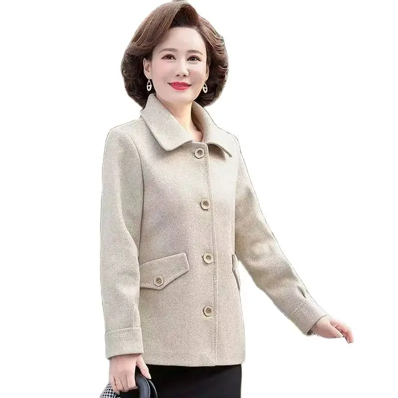 Mom's High-end Casual Woolen Coat Spring And Autumn New Middle-aged And Elderly Fashion Loose Slim Thin Woolen Windbreaker Woman
Mom's High-end Casual Woolen Coat Spring And Autumn New Middle-aged And Elderly Fashion Loose Slim Thin Woolen Windbreaker Woman