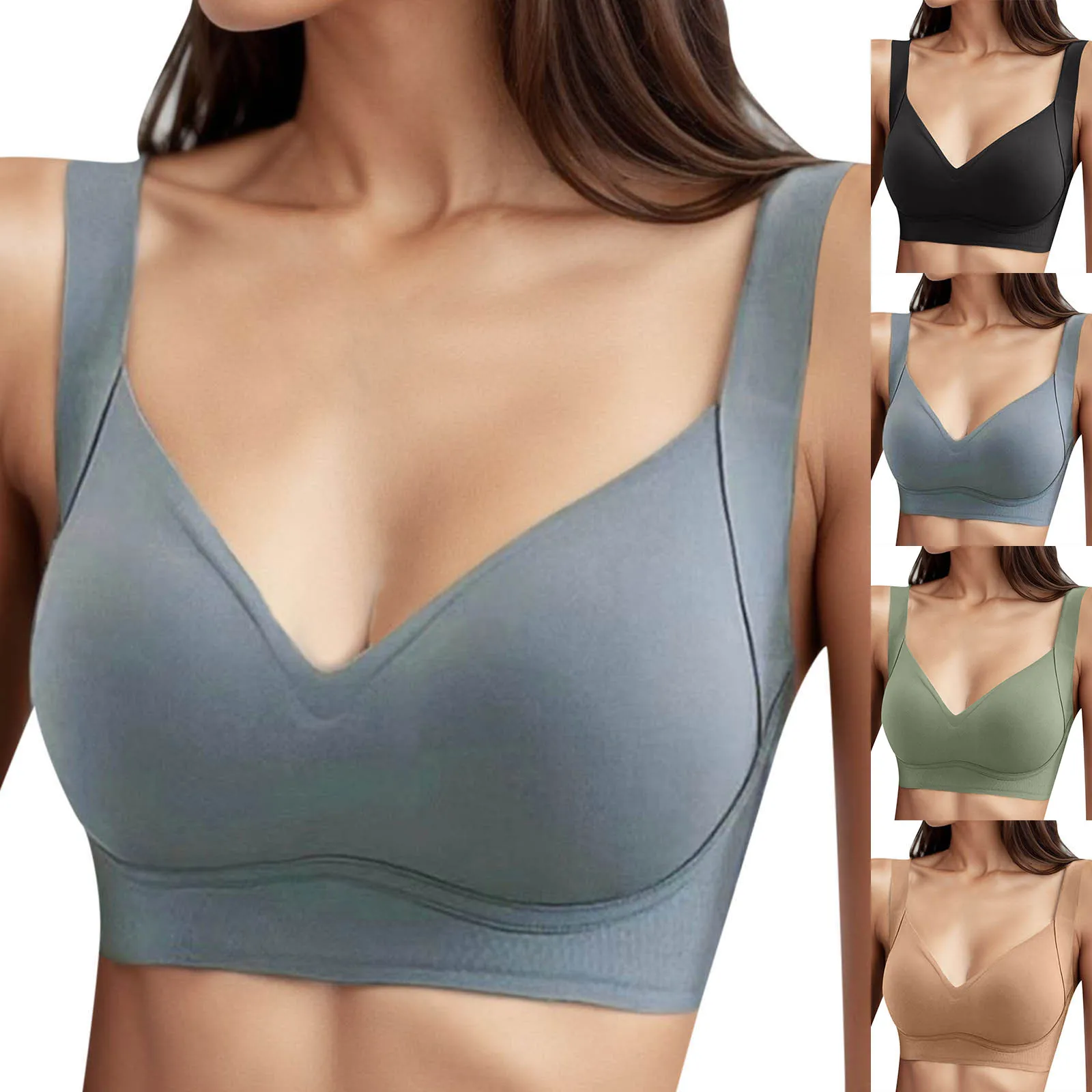 Ladies Casual Solid Color Comfortable Soft Support Without Steel Ring Bra Push Up Thin Vest Style Underwear Solid Color Underwea 
Ladies Casual Solid Color Comfortable Soft Support Without Steel Ring Bra Push Up Thin Vest Style Underwear Solid Color Underwea